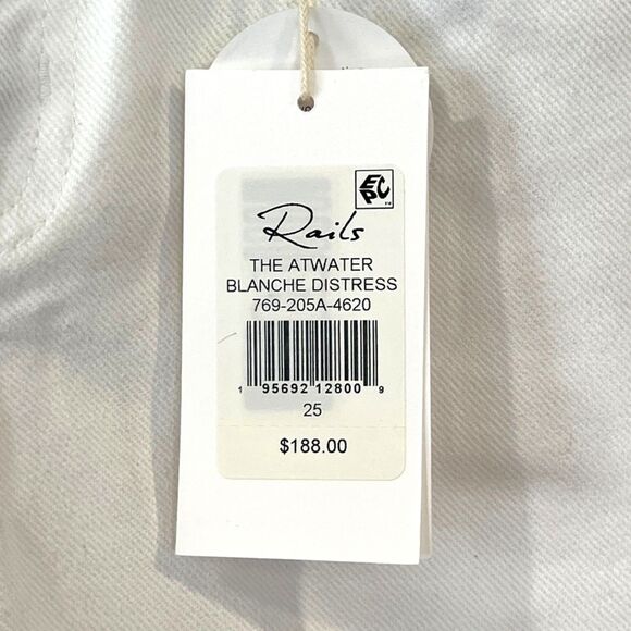 Rails White Denim Jeans Atwater Blanche Distressed Slouchy Straight Size 25 - Picture 6 of 11